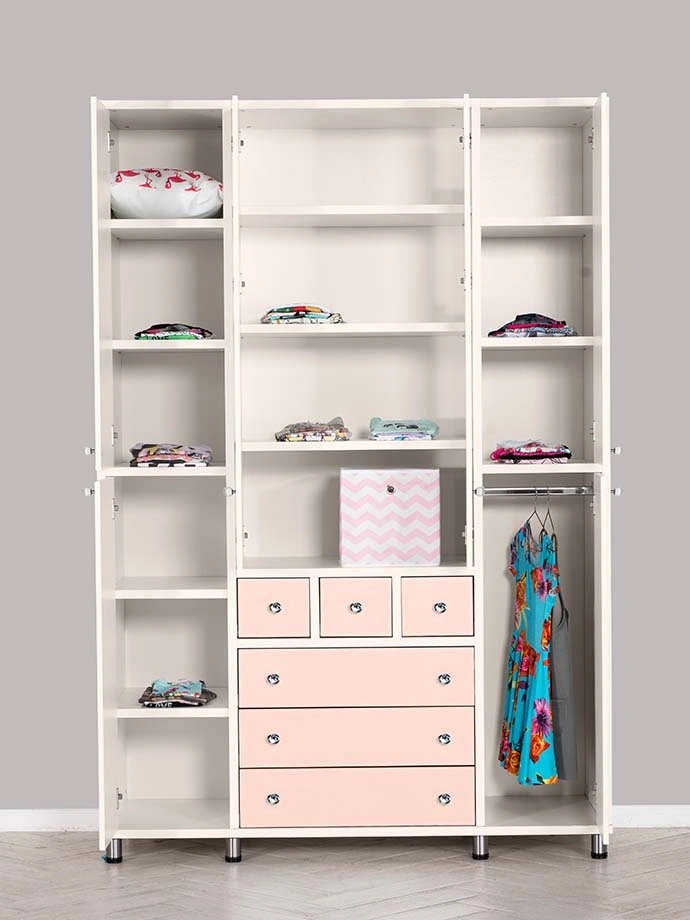 ארון ילדים מיכל 4 דלתות | צבע שמנת